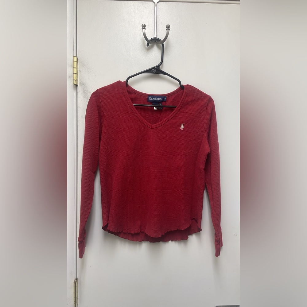 Ralph Lauren Red Waffle Knit Shirt